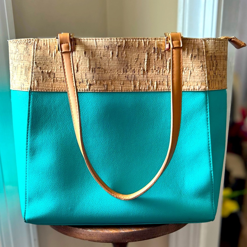 Miztique Turquoise & Cork Handbag